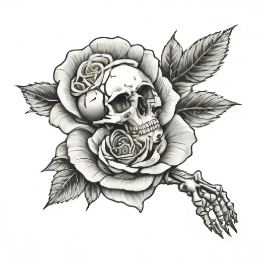 Rose With Skeleton Hand Holding
