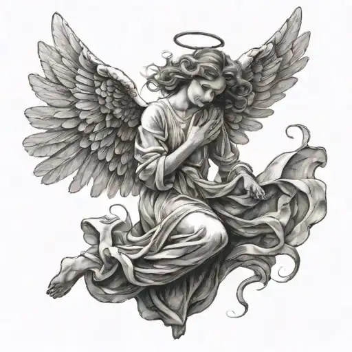 An Angel Falling From The Sky In Semi-realistic