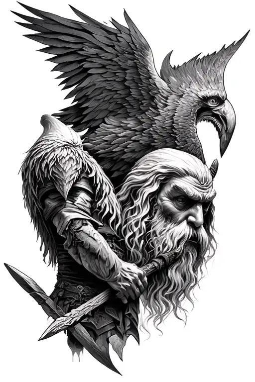 Hugin And Musgin And Odin Scetch