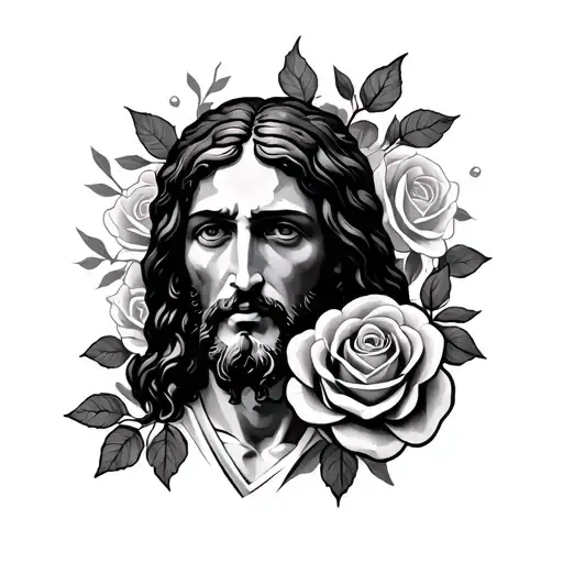 Jesus With Roses And Earth