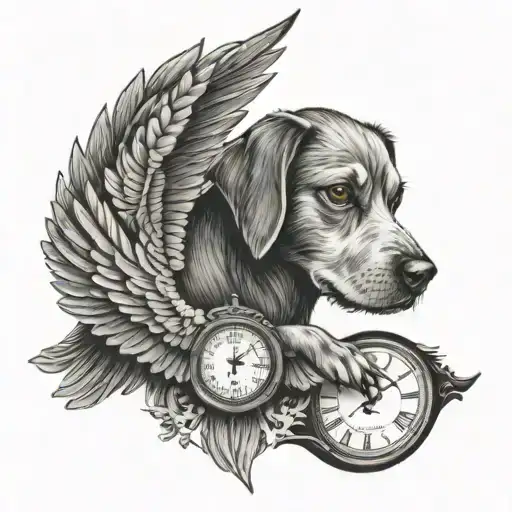 Dog And Clock And Wings