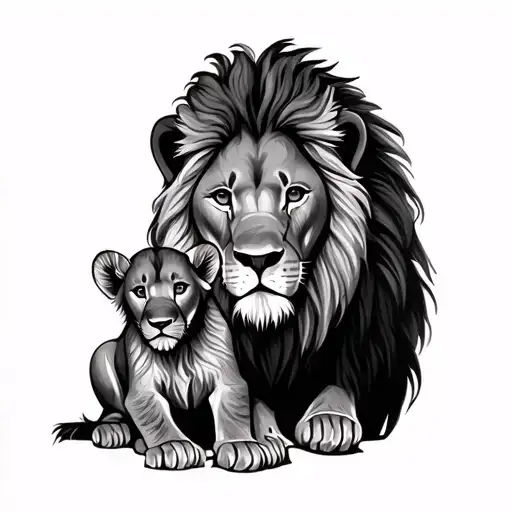 Lion With Lion Cub