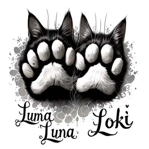 2 Cat Paws And The Names Luna And Loki
