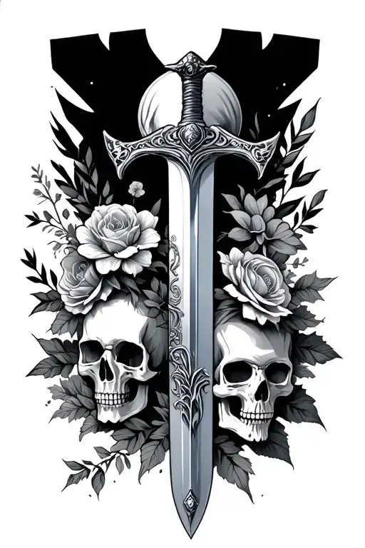 Sword With Skulls And Flowers