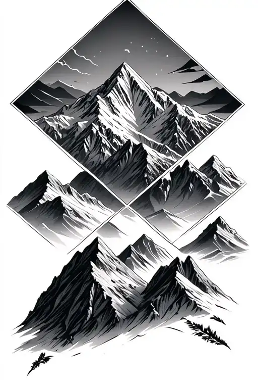 Two Geometric Diamonds That Contain A 6 Peak Mountain Range