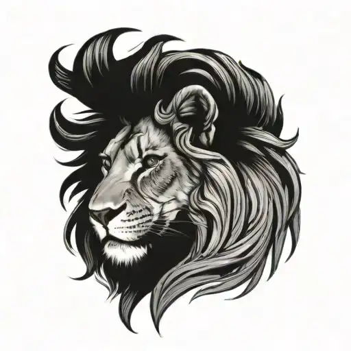 Savannah With A Female Lion Head Profile Holding