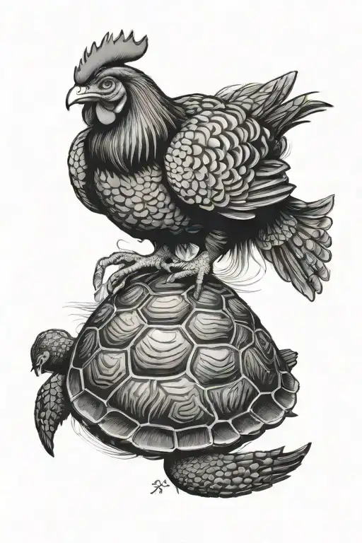 Chicken On A Sea Turtle Shell
