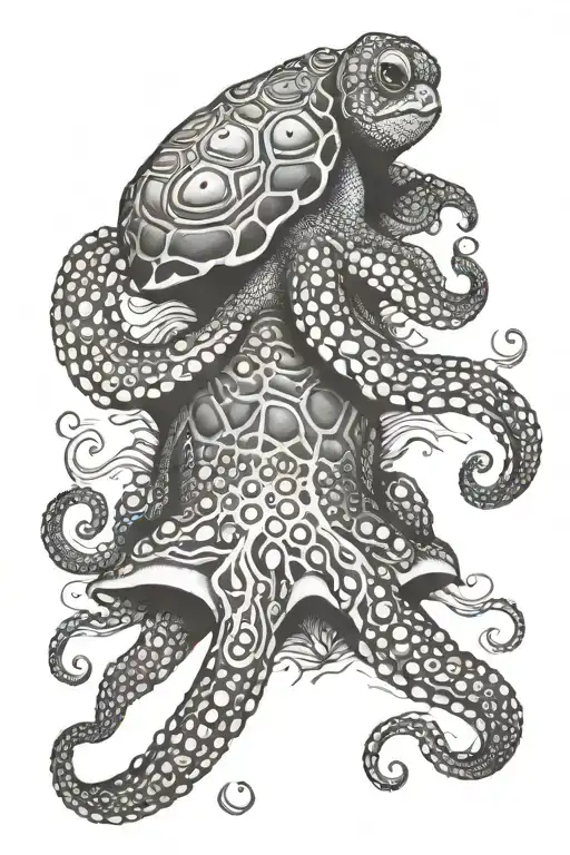 Octopus On A Sea Turtle Shell