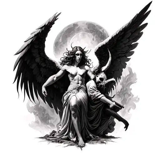 Angel War Scene Against Demon