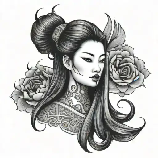 Chinese Lady Head With Long Hair