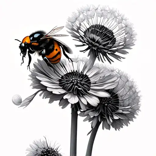 Flowers Bumblebee Ladybird Crawling Up A Dandelion