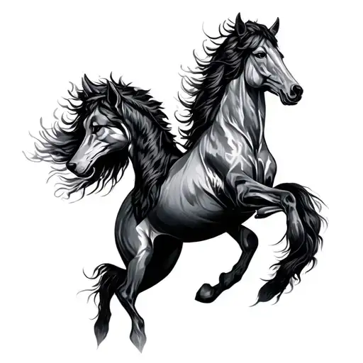 Wolf And Horse Bucking