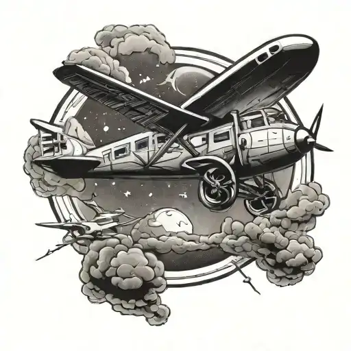 Moon Airplane Flying