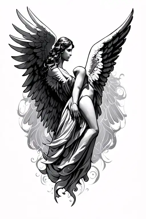 Angel Wings Starting To Open But Not Opened Yet Elegant Design