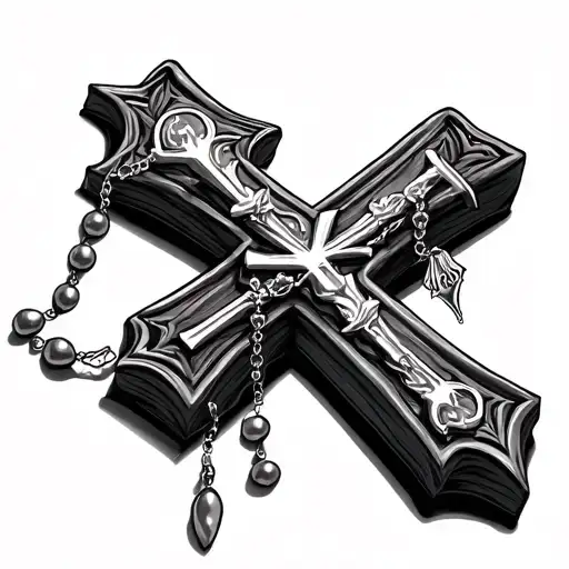 Cross And Rosary Wrapped