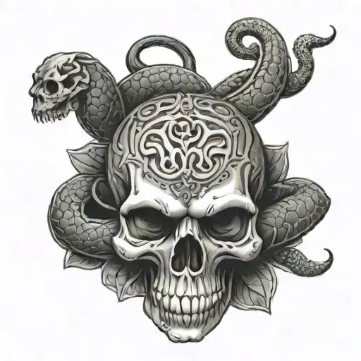 Skull With Snake