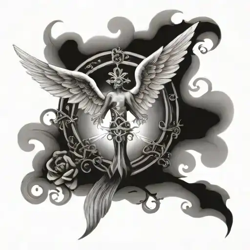 Cross Surround By An Angel