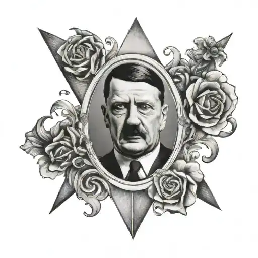 Adolf Hitler With Svastika Symbol In The Middle