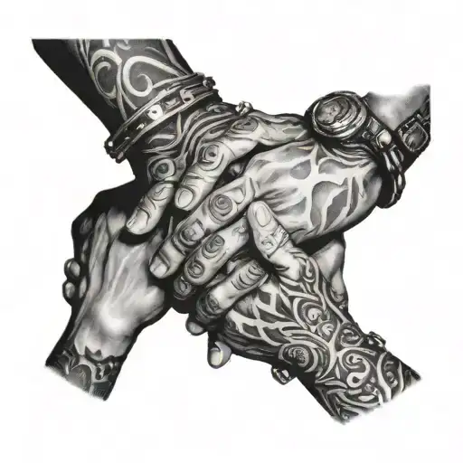 Father And Sons Holding Hands