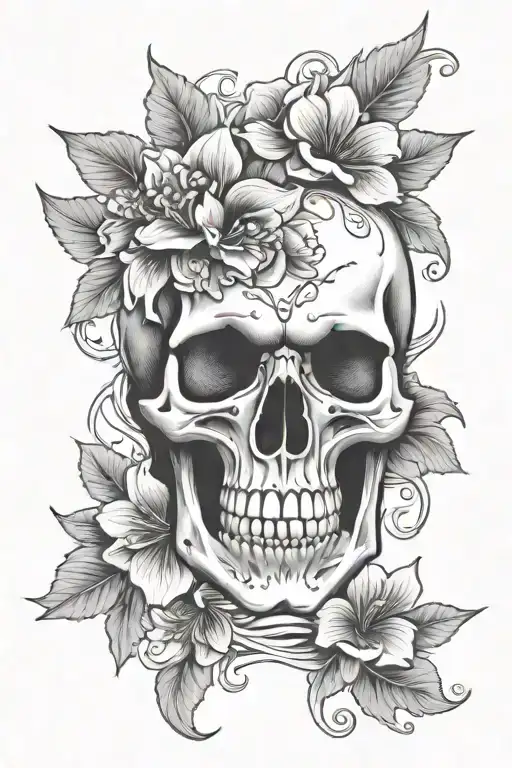 Japanese Rectangle Skull Flower