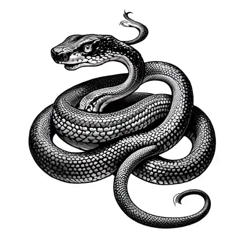 Full Back Centred Around Small Snake In The Middle Of The Back