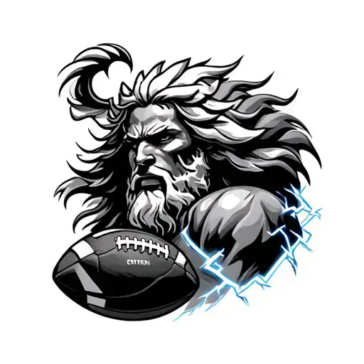 With Football Theme And Character Zeus With Lightning