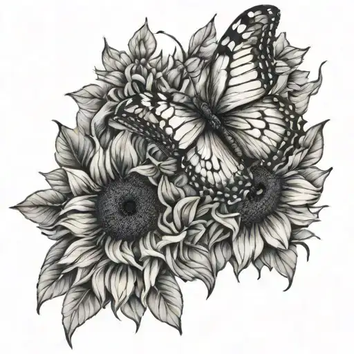 Butterfly And Sunflower