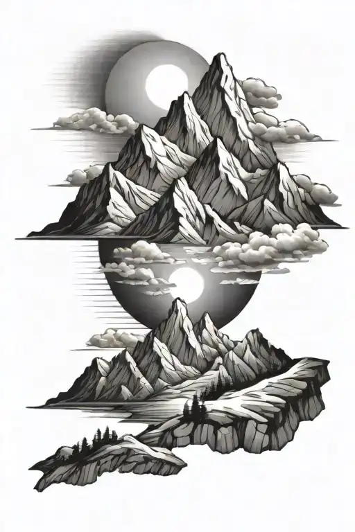 Mountains With Sun Shining