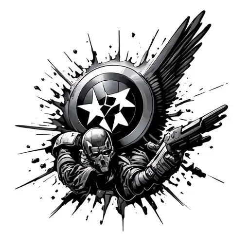 Winter Soilders Symbol Crashing With Captian Americas Symbol