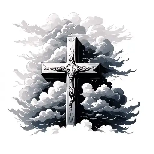 Christian Cross With Clouds