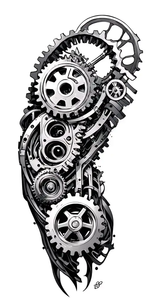 Biomechanical Gears And Machinery Mixed Into Biology Of Arm