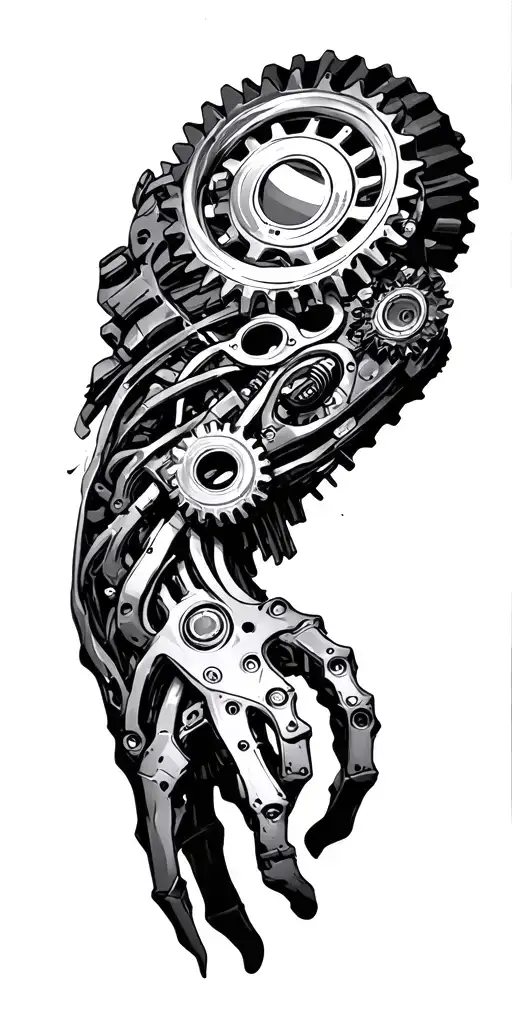 Biomechanical Gears And Machinery Mixed Into Biology Of Arm