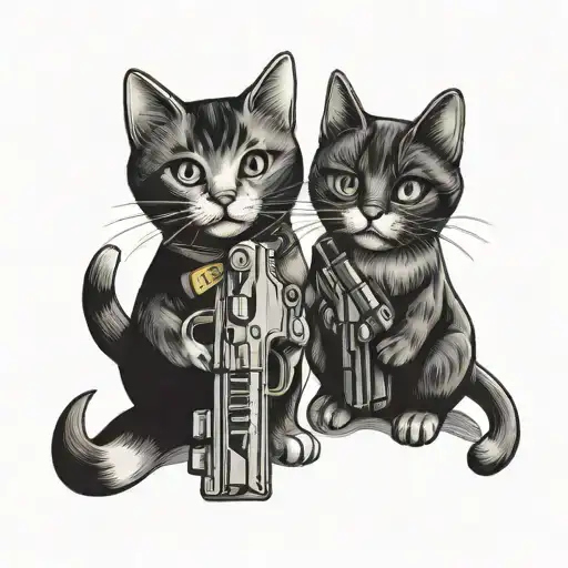 Two Cats Love Cute Guns