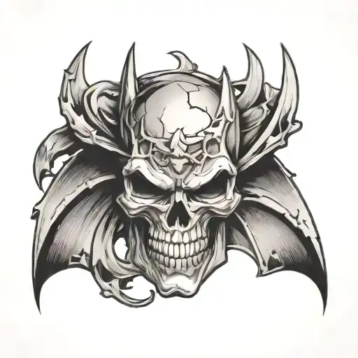 Batman Logo Behind A Suagr Skull Logo