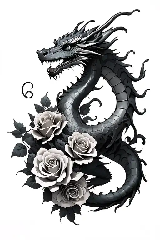Dragon Wrapped With Roses