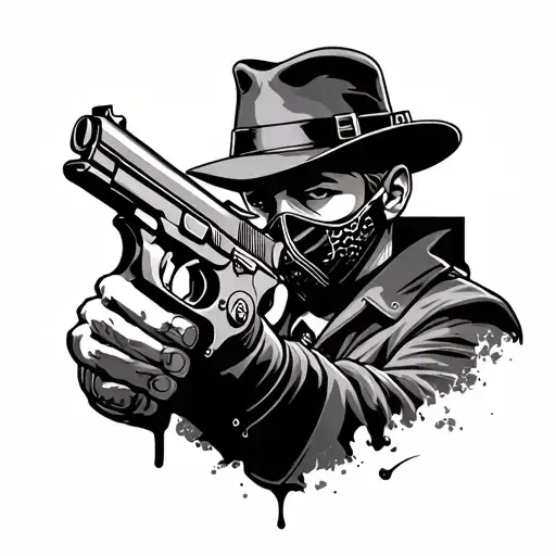 Gangster With Pistol And Mask