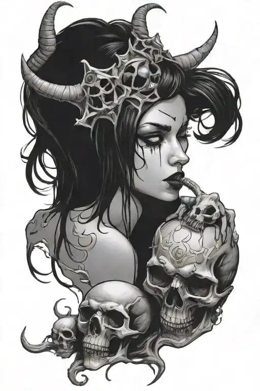 Succubus Demon Girl Licks Skull