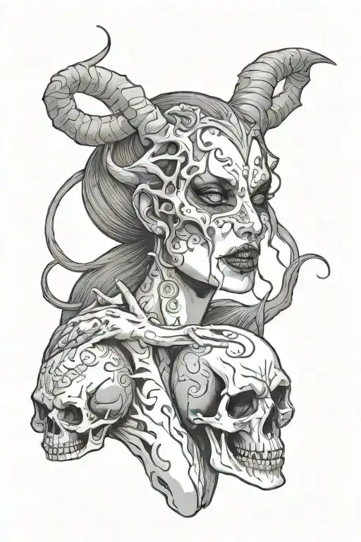 Succubus Demon Girl Licks Skull