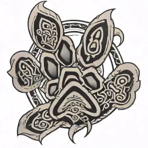 Dog Paw With Samoan Tribal Symbols Around It