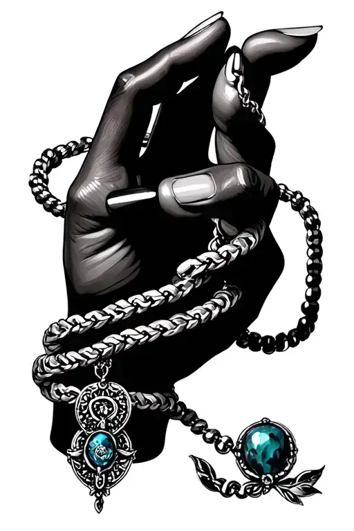 Hand Holding Necklace Wrapped