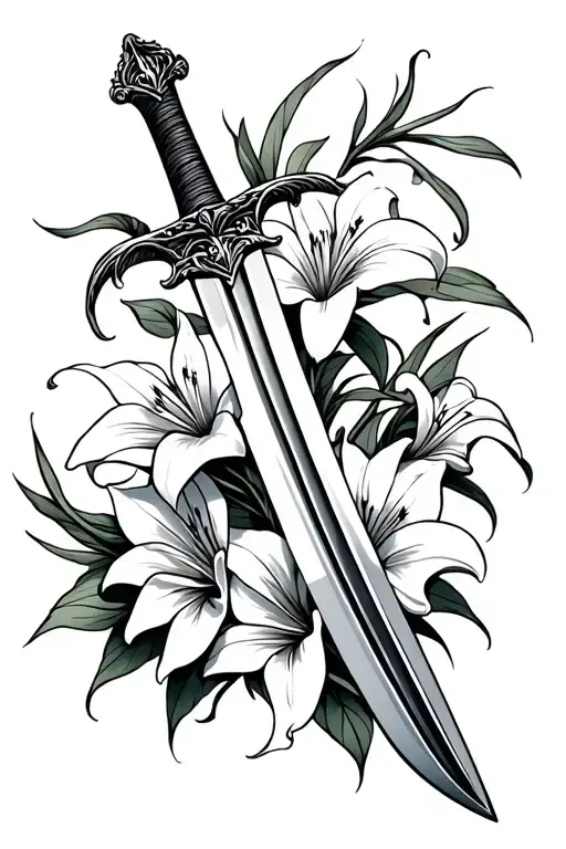 Sword With White Lillies