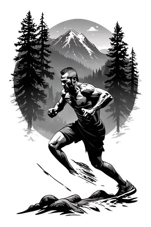 Man Runner Mountain Forest