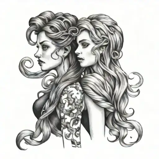 Gemini Sisters Hair Tangled Together