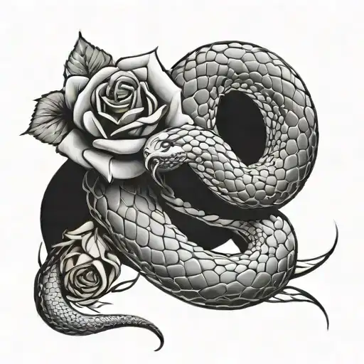 Snake And Rose Intertwined