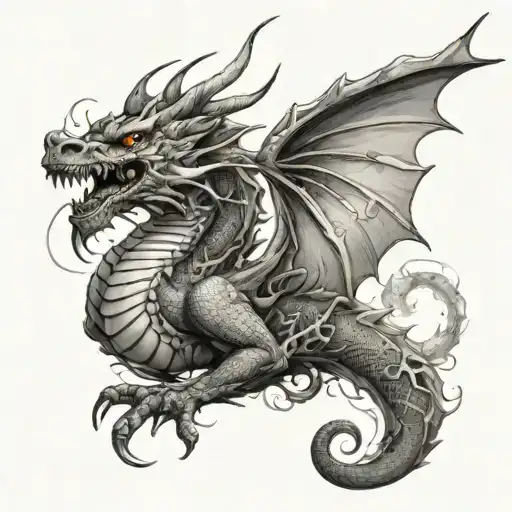 Dragon Spitting Fire That Turns Into Butterflies