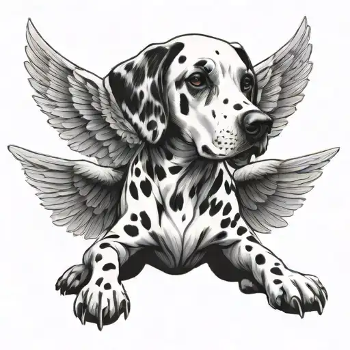 Dalmatian Dog With Wings Spread Wide