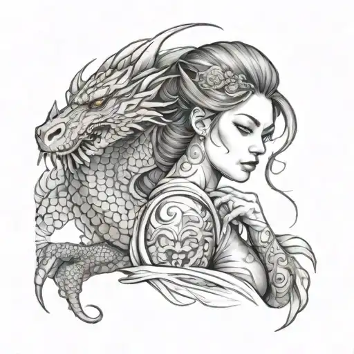 Woman With Dragon Wrapped