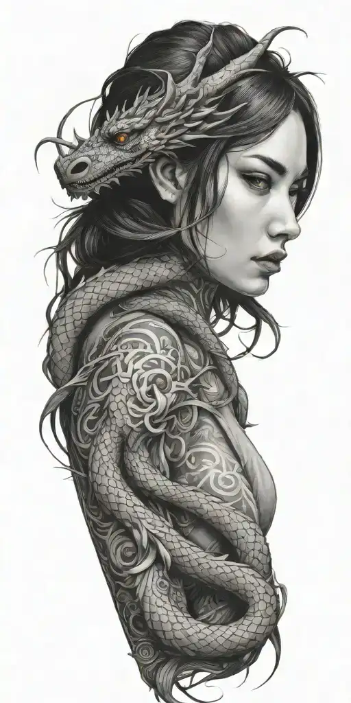 Woman With Dragon Wrapped