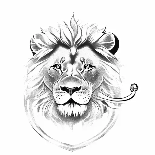 Lion Head With Rose Underneath