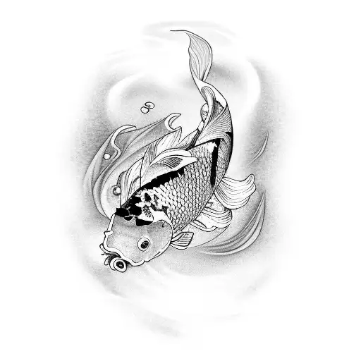 Koi Fish Waves And Crysanthemum